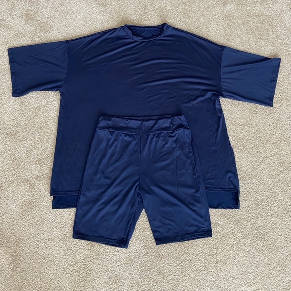 Other - Blue Cozy Lounge Set – Tee & Short Loungewear Homewear